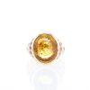 Vintage  signet ring in yellow gold, citrine and sapphires - 360 thumbnail