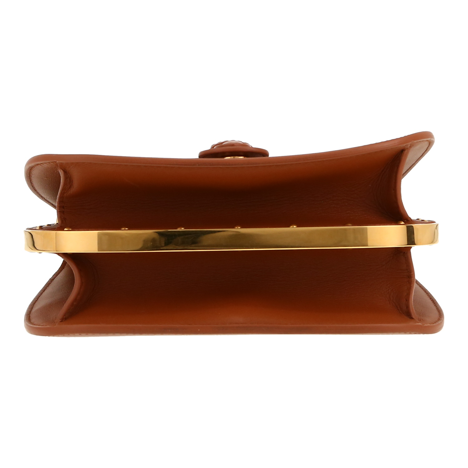 Sac bandoulière Dior  Bobby Frame en cuir marron - Detail D1