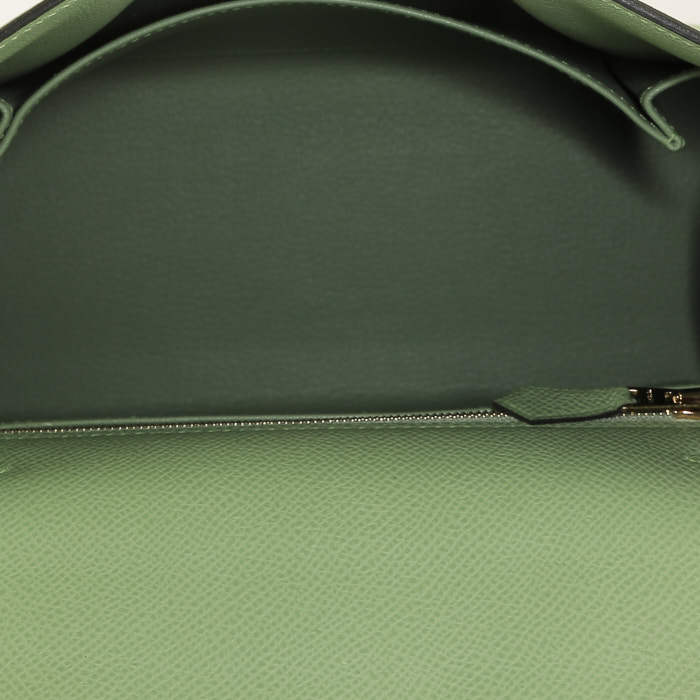 Borsa Hermès  Kelly 25 cm in pelle Epsom verde Criquet - Detail D3
