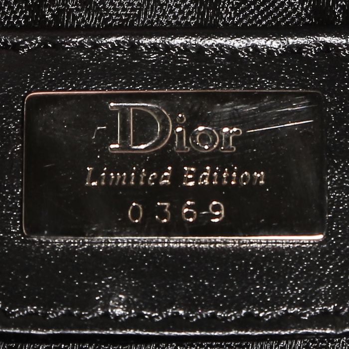 Dior  Saddle handbag  in black canvas  and black leather - Detail D3