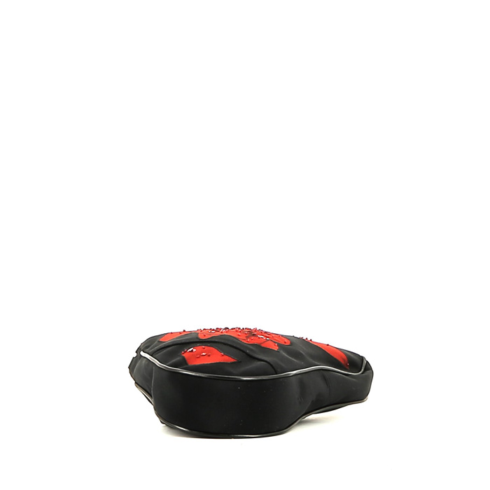 Dior  Saddle handbag  in black canvas  and black leather - Detail D4