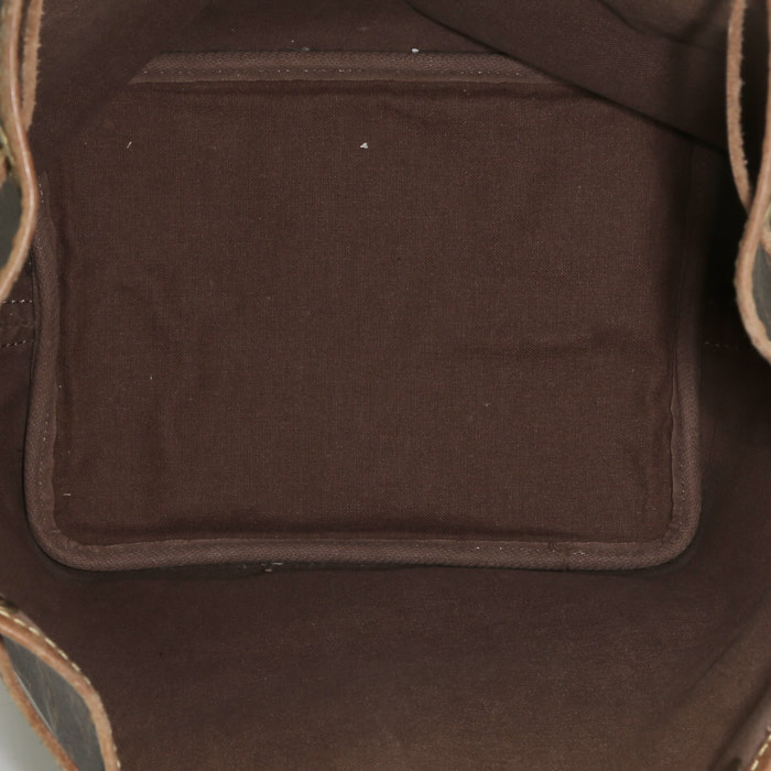 Louis Vuitton  Petit Noé shopping bag  in brown monogram canvas  and natural leather - Detail D2