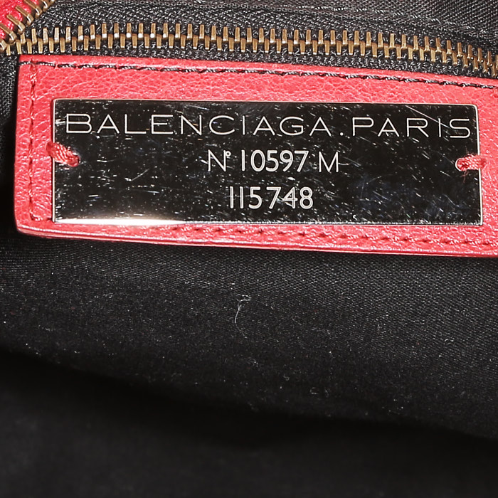 Balenciaga  City handbag  in red leather - Detail D4