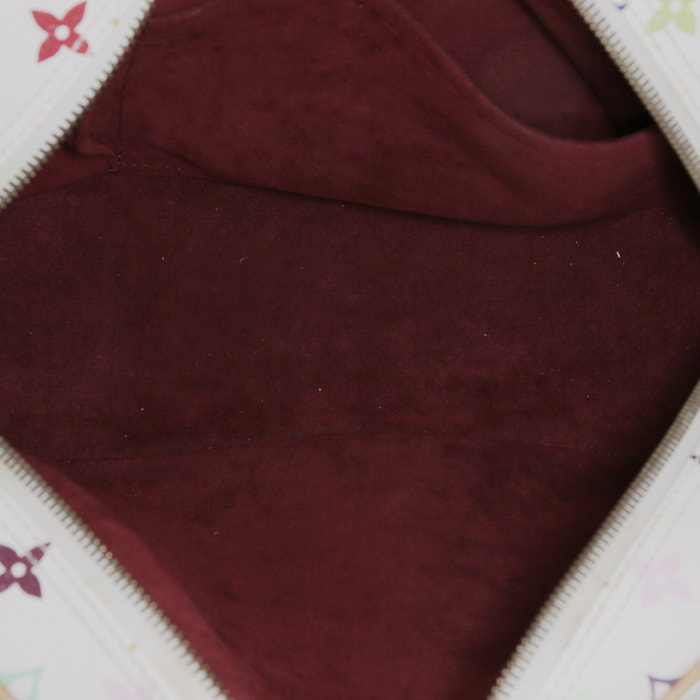 Bolso de mano Louis Vuitton  Trouville en lona Monogram multicolor blanca y cuero natural - Detail D2