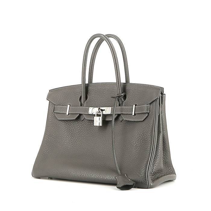 Hermès  Birkin 30 cm handbag  in grey leather taurillon clémence - 00pp