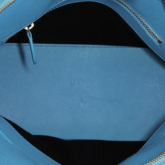 Borsa a tracolla Balenciaga  Ville Top Handle in pelle martellata blu - Detail D3