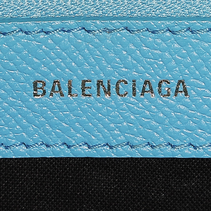Borsa a tracolla Balenciaga  Ville Top Handle in pelle martellata blu - Detail D4