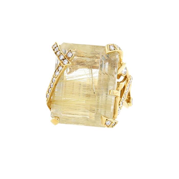 Anello Chanel Cristaux Glacés in oro giallo, quarzo capelli di Venere e diamanti - 00pp