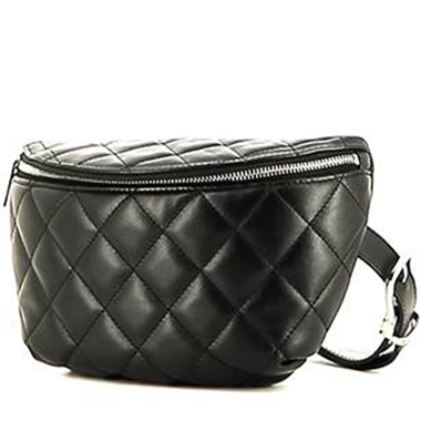 Bolsito-cinturón Chanel  Pochette en cuero acolchado negro