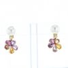 Bulgari Flora earrings in yellow gold, sapphires, pearls and diamonds - 360 thumbnail