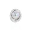 Anello Vintage  in oro bianco, perle grigio e diamanti - 360 thumbnail