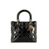 Dior  Lady Dior medium model  handbag  in black patent leather - 360 thumbnail