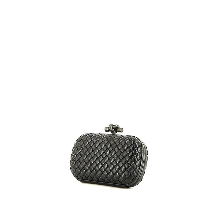 Bottega Veneta  Knot pouch  in black braided leather - 00pp