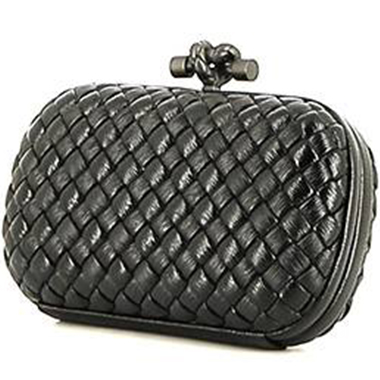 Pochette Bottega Veneta  Knot in pelle intrecciata nera