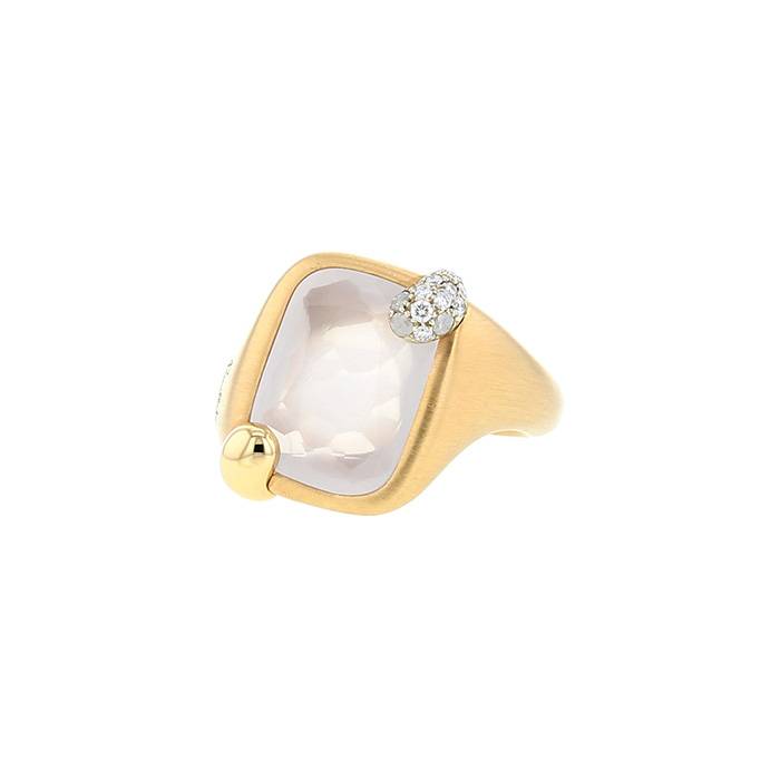 Pomellato Ritratto small model ring in pink gold, quartz and diamonds - 00pp