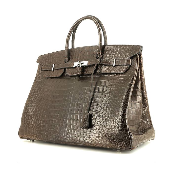 Hermès  Birkin 40 cm handbag  in dark brown porosus crocodile - 00pp