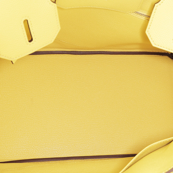 Bolso de mano Hermès  Birkin 30 cm en cuero epsom Jaune de Naples - Detail D2
