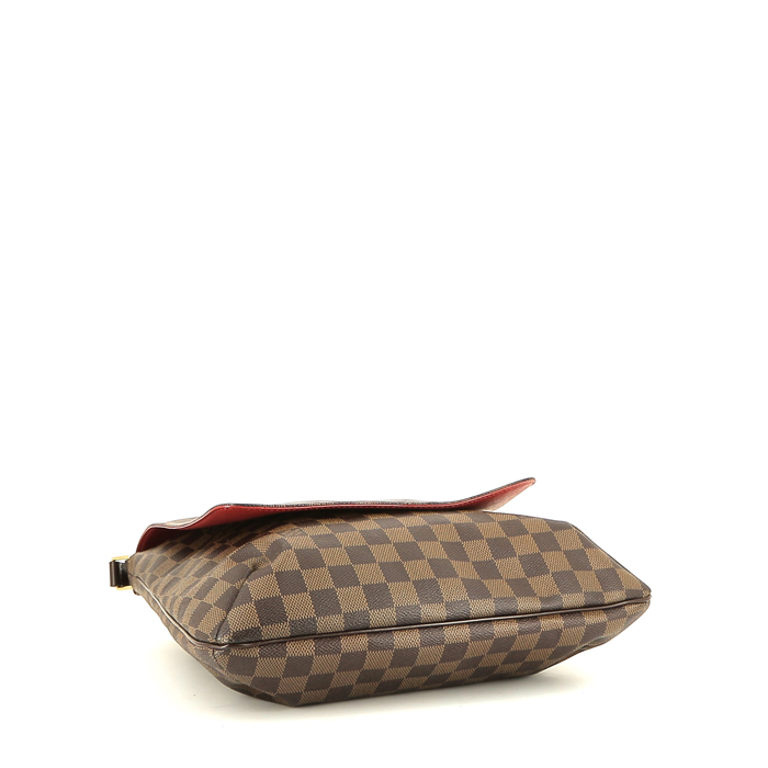 Louis Vuitton  Musette Salsa shoulder bag  in brown damier canvas  and brown leather - Detail D4