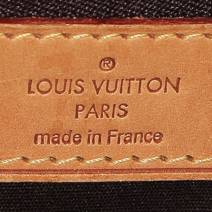 Bolso de mano Louis Vuitton  Brea en charol Monogram color burdeos y cuero natural - Detail D4