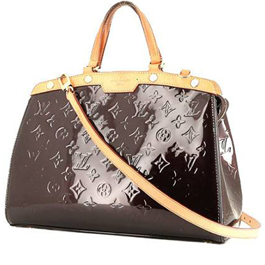 Sac à main Louis Vuitton  Brea en cuir verni monogram bordeaux et cuir naturel