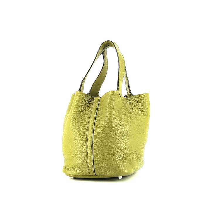 Bolso de mano Hermès  Picotin modelo mediano  en cuero taurillon clémence verde Chartreuse - 00pp