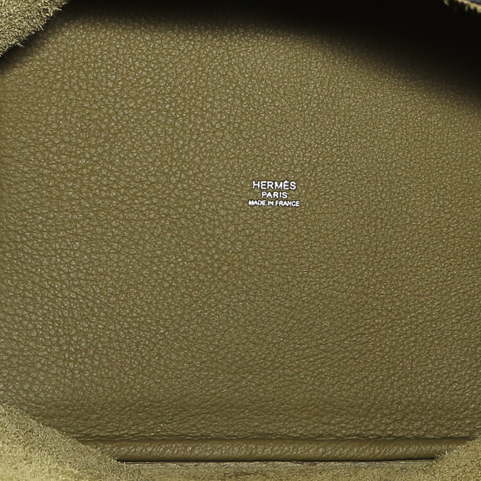 Bolso de mano Hermès  Picotin modelo mediano  en cuero taurillon clémence verde Chartreuse - Detail D2