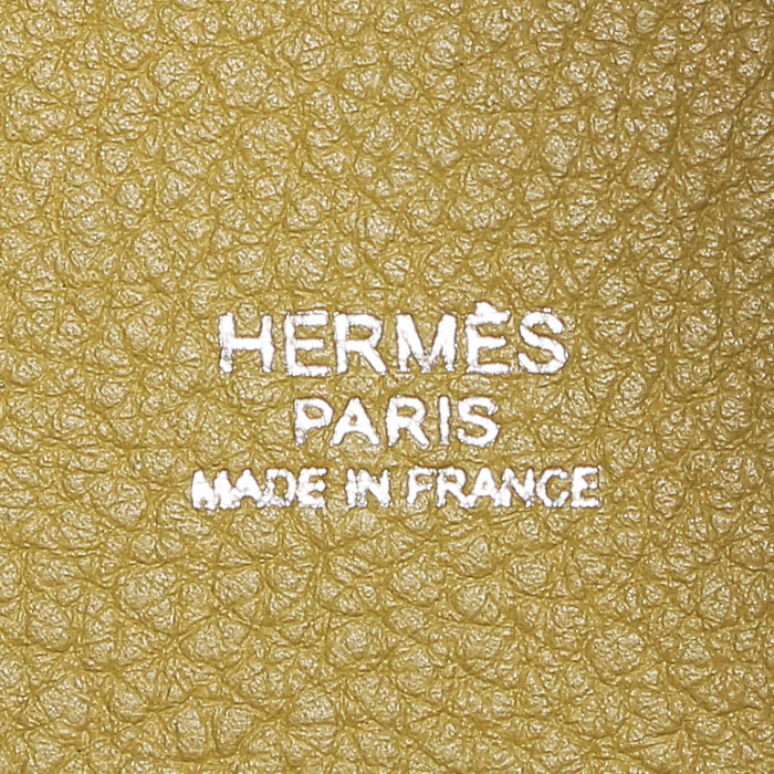 Bolso de mano Hermès  Picotin modelo mediano  en cuero taurillon clémence verde Chartreuse - Detail D3