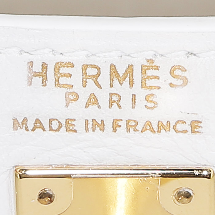 Bolso de mano Hermès  Kelly 20 cm en cuero blanco - Detail D3