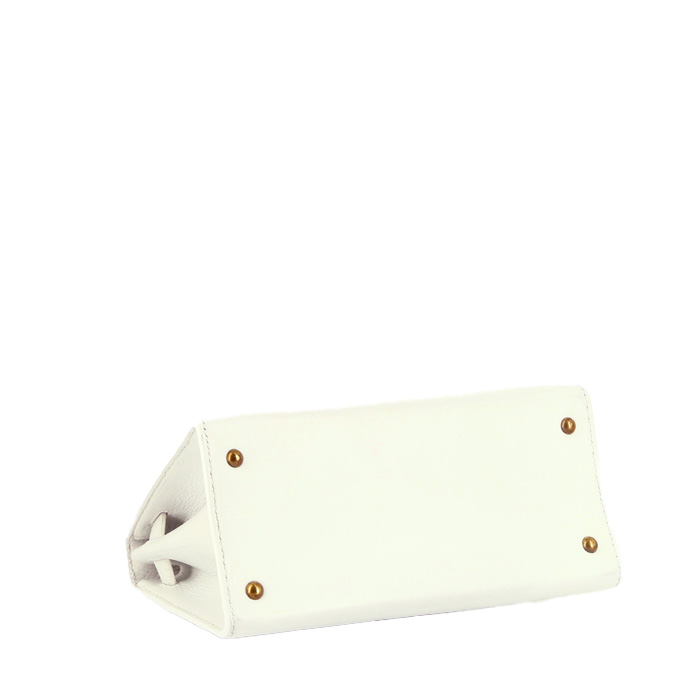 Hermès  Kelly 20 cm handbag  in white leather - Detail D5