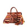 Chloé  Edith shopping bag  in brown leather  and striped woollen fabric - 00pp thumbnail