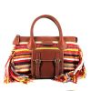 Chloé  Edith shopping bag  in brown leather  and striped woollen fabric - 360 thumbnail