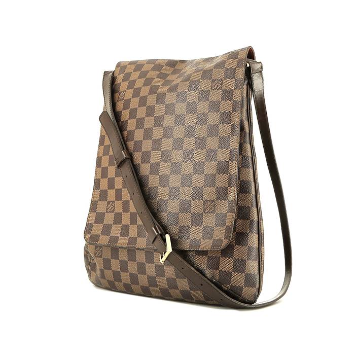 Louis Vuitton  Salsa shoulder bag  in ebene damier canvas  and brown leather - 00pp