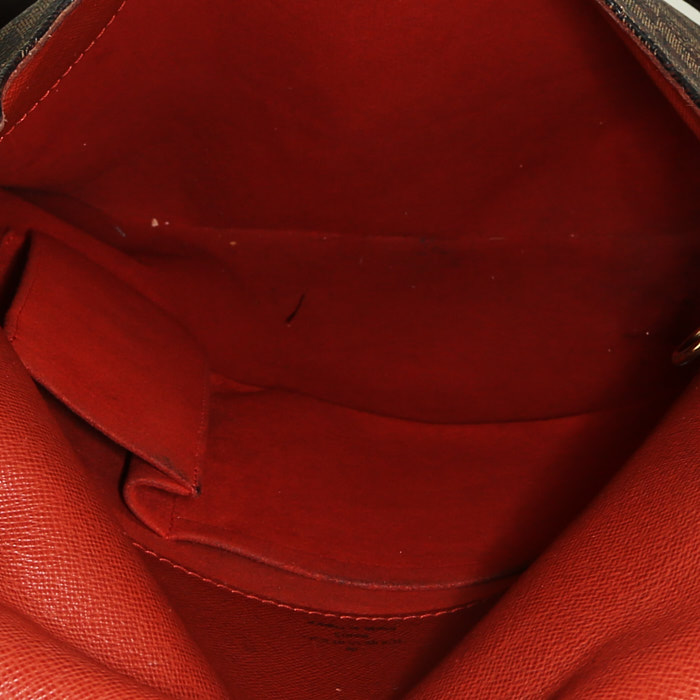 Louis Vuitton Salsa shoulder bag in ebene damier canvas and brown leather - Detail D2