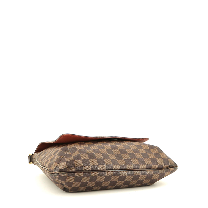 Louis Vuitton Salsa shoulder bag in ebene damier canvas and brown leather - Detail D4