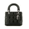 Bolso de mano Dior  Mini Lady Dior en cuero cannage negro - 360 thumbnail