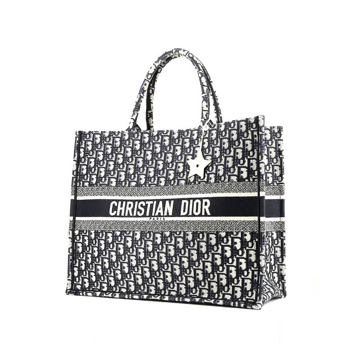 Dior  Book Tote shopping bag  in blue and beige monogram canvas Oblique - 00pp