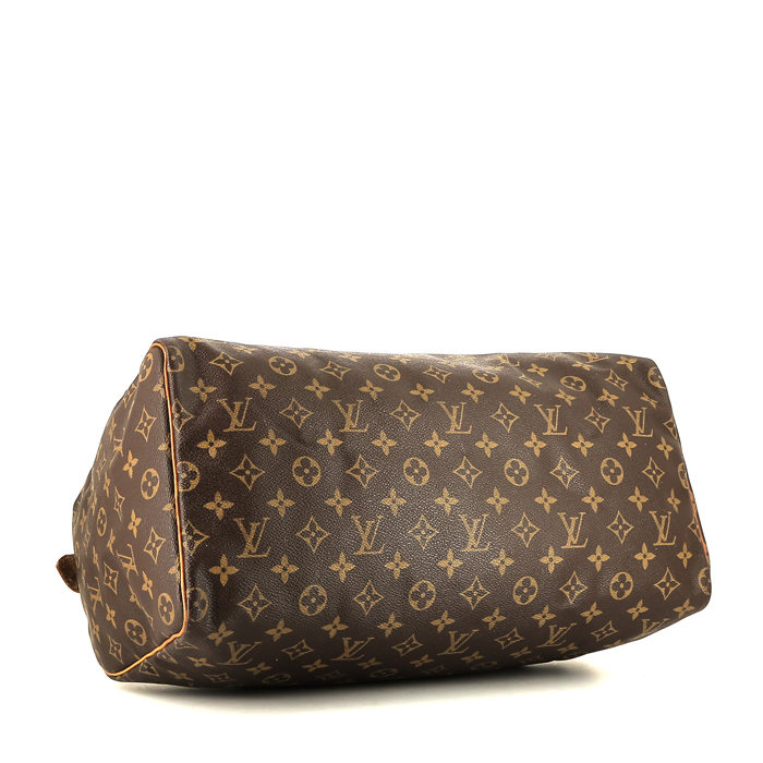 Louis Vuitton  Speedy 40 handbag  in brown monogram canvas  and natural leather - Detail D4