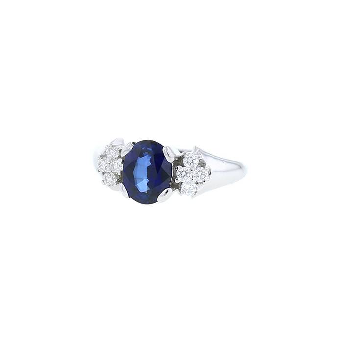 Vintage  ring in white gold, sapphire and diamonds - 00pp