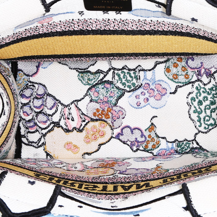 Bolso Cabás Dior  Book Tote modelo pequeño  en lona blanca - Detail D2