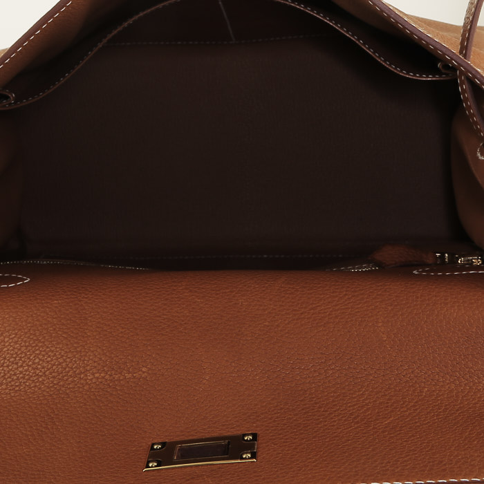 Hermès  Kelly 28 cm handbag  in gold Barenia Faubourg - Detail D3
