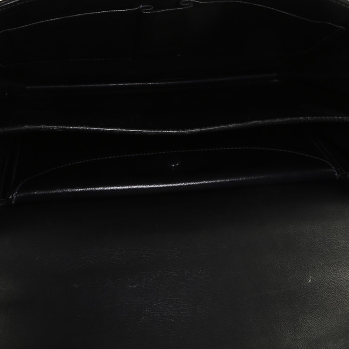 Hermès  Vintage handbag  in navy blue box leather - Detail D2