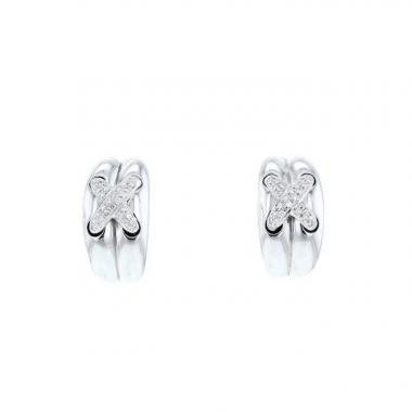 Paire de boucles d'oreilles Chaumet Lien en or blanc et diamants