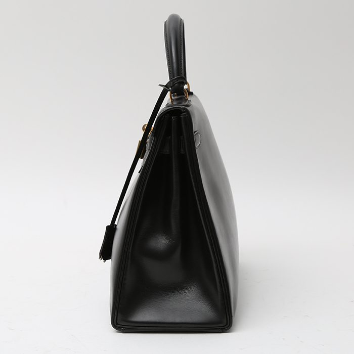 Bolso de mano Hermès  Kelly 32 cm en cuero box negro - Detail D9