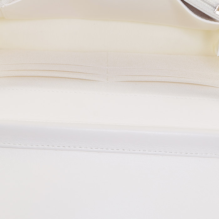 Borsa a tracolla Chanel  Mademoiselle in jersey bianco e dorato - Detail D2