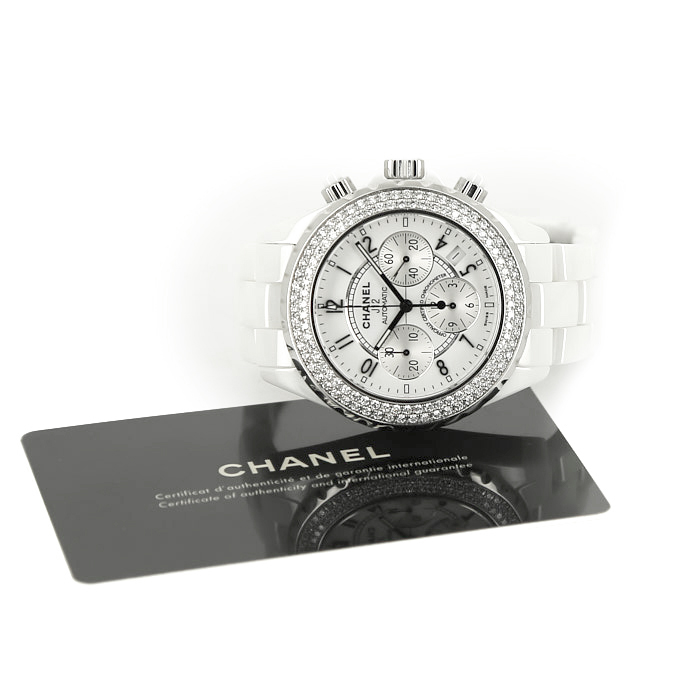 Orologio Chanel J12 Chronographe in ceramica bianca e acciaio Ref: H1008 Circa 2006 - Detail D2