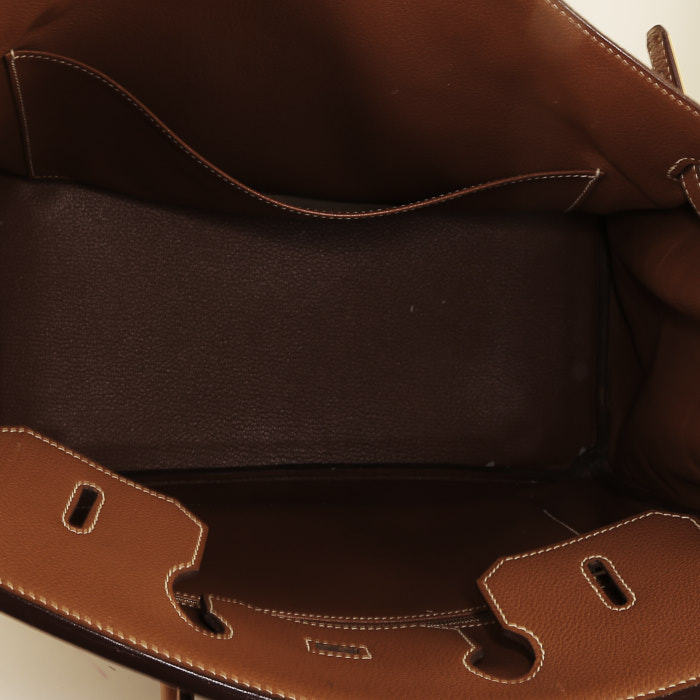 Bolso de mano Hermès  Birkin 35 cm en cuero togo color oro - Detail D3