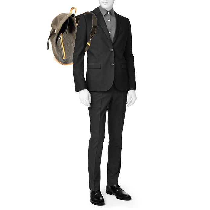 Mochila Louis Vuitton  Geant Pionnier en lona gris y cuero natural - Detail D1