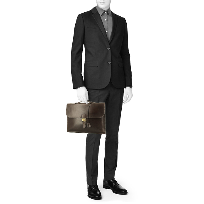 Hermès  Sac à dépêches briefcase  in brown box leather - Detail D1