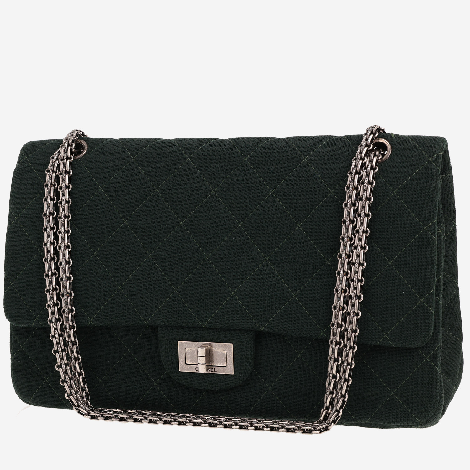 Chanel Chanel 2.55 shoulder bag in green quilted canvas