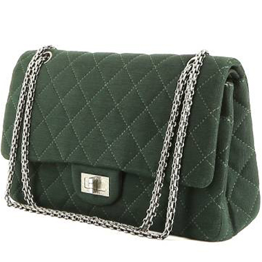 Borsa a tracolla Chanel  Chanel 2.55 in tela trapuntata verde